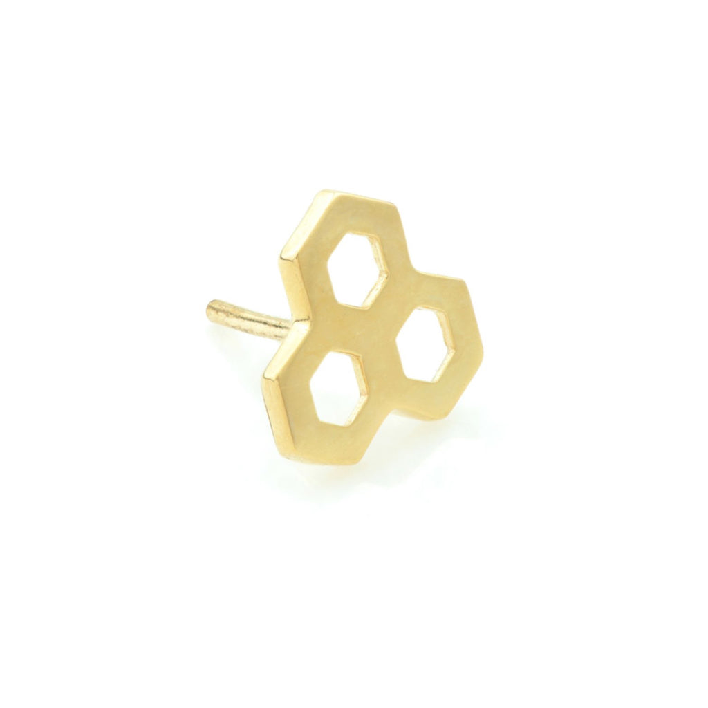Tris Lyon Threadless 14k Yellow Gold Honeycomb End