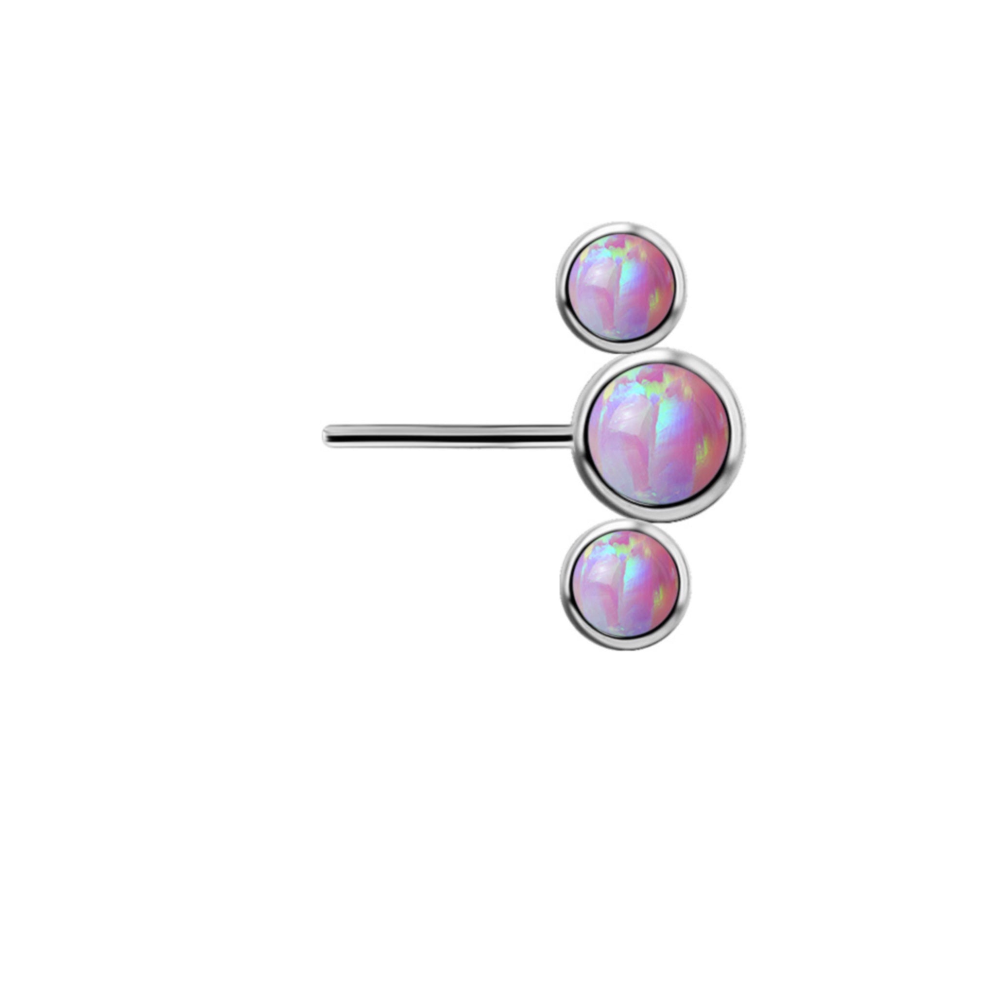 Threadless Titanium Forward Facing Triple lab Created Opal Nipple Cluster Curve