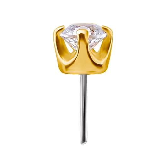 18K Gold body jewellery Prong Set Jewelled End with a Created Diamond 