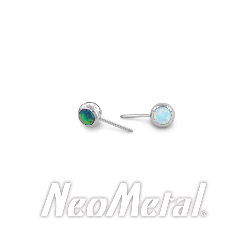 NeoMetal Threadless Titanium Bezel Set Forward Facing Opal Cabochon