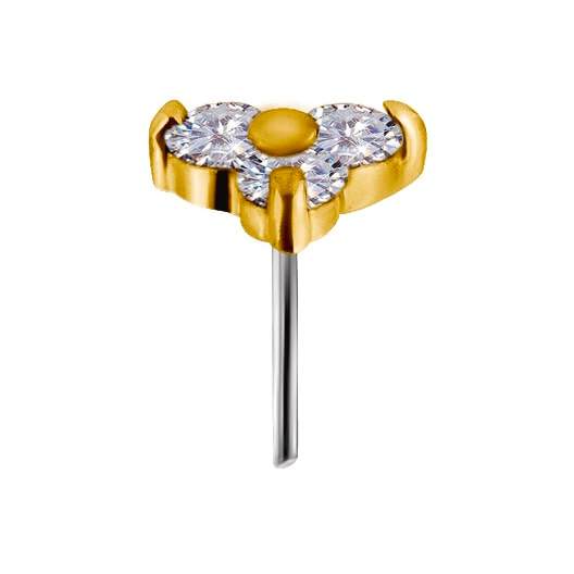 18K Gold Trinity Jewelled End with Zirconia 